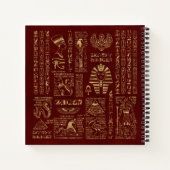 Ägyptische Hieroglyphen und Symbole aus rotem Lede Notizblock (Rückseite)