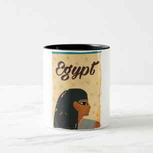 Ägyptische Hieroglyphen Vintage Reiseplakat Zweifarbige Tasse