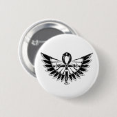 Ägyptische Hieroglyphen - Winged Ankh Button (Vorne & Hinten)