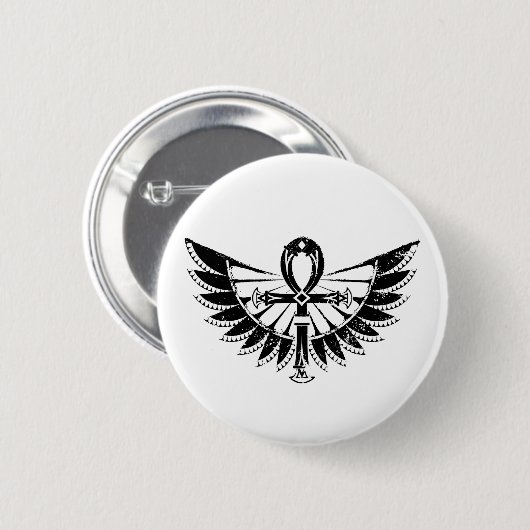 Ägyptische Hieroglyphen - Winged Ankh Button (Vorne & Hinten)