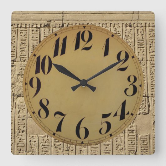 Ägyptische Hieroglyphik - Acrylmauer Quadratische Wanduhr (Vorderseite)