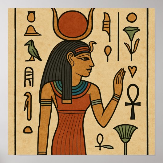 Ägyptische Hieroglyphische Kunst Antike Symbole Po Poster (Vorne)