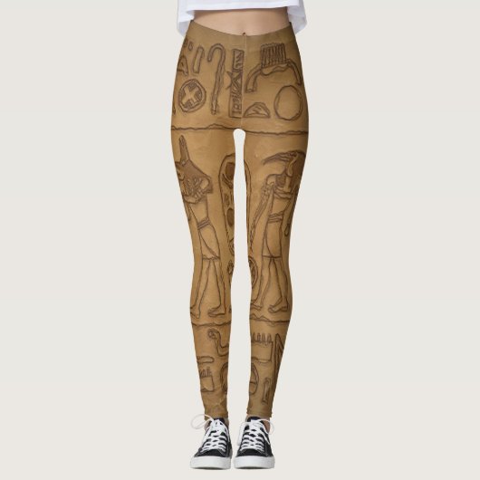 Ägyptische Hieroglyphische Kunst Leggings (Vorderseite)
