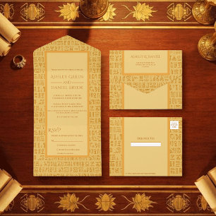 Ägyptische Hochzeit mit altägyptischen Hieroglyphe All In One Einladung