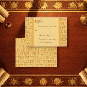 Ägyptische Hochzeit mit Hieroglyphen-Motiven RSVP Karte