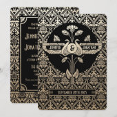 Ägyptische Hochzeitseinladungen Gold & Black Einladung (Vorne/Hinten)