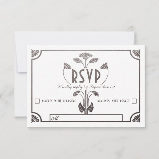 Ägyptische Hochzeitskarte für Hochzeiten - Silber RSVP Karte (Vorderseite)