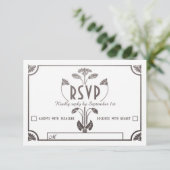 Ägyptische Hochzeitskarte für Hochzeiten - Silber RSVP Karte (Stehend Vorderseite)