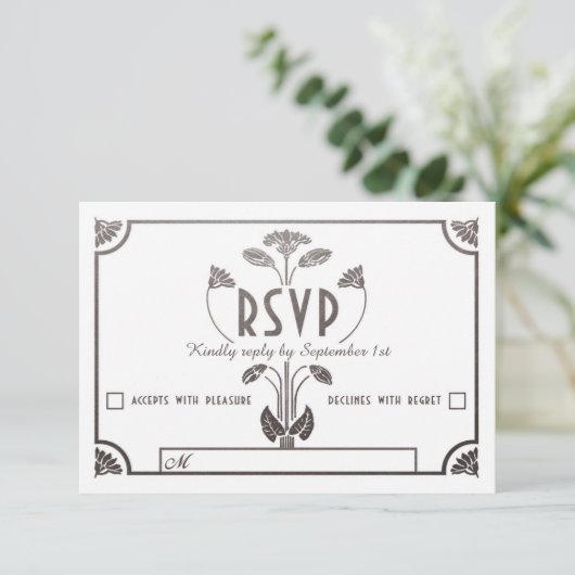 Ägyptische Hochzeitskarte für Hochzeiten - Silber RSVP Karte (Stehend Vorderseite)