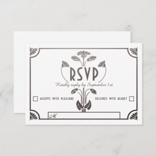 Ägyptische Hochzeitskarte für Hochzeiten - Silber RSVP Karte (Vorne/Hinten)