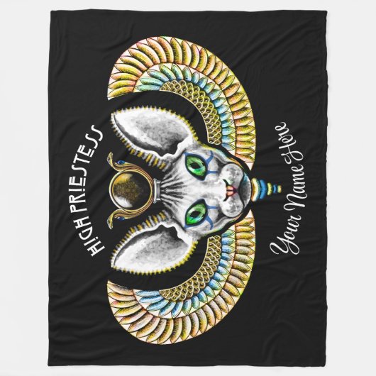 Ägyptische Hohepriesterin Black Magic Sphynx Cat R Fleecedecke (Vorderseite)