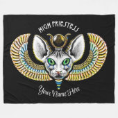 Ägyptische Hohepriesterin Black Magic Sphynx Cat R Fleecedecke (Vorderseite (Horizontal))