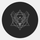 Ägyptische Horusaugen und Katze mit Flügeln V-nec Runder Aufkleber (Vorderseite)