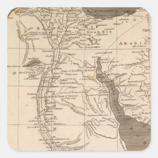 Ägyptische Karte von Arrowsmith Quadratischer Aufkleber (Vorderseite)