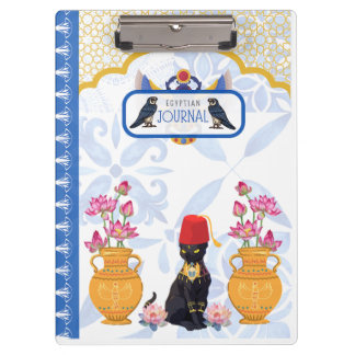 Ägyptische Katze Basha mit pharonischem Schaden Klemmbrett