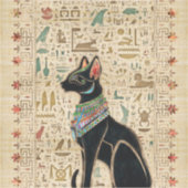 Ägyptische Katze - Bastet auf Papyrus Aufkleber (Vorderseite)