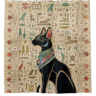 Ägyptische Katze - Bastet auf Papyrus Duschvorhang