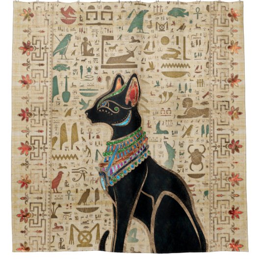 Ägyptische Katze - Bastet auf Papyrus Duschvorhang (Vorderseite)
