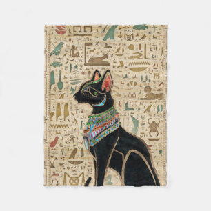Ägyptische Katze - Bastet auf Papyrus Fleecedecke