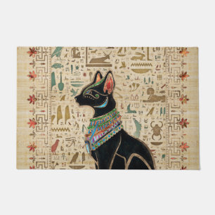 Ägyptische Katze - Bastet auf Papyrus Fußmatte