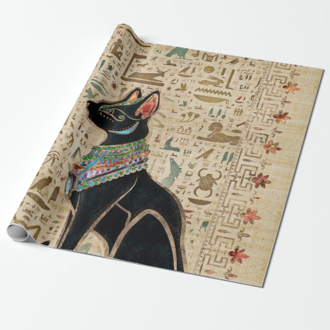 Ägyptische Katze - Bastet auf Papyrus Geschenkpapier (Ungerollt)