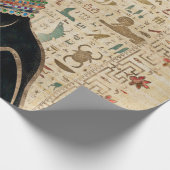 Ägyptische Katze - Bastet auf Papyrus Geschenkpapier (Ecke)