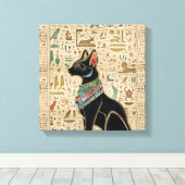 Ägyptische Katze - Bastet auf Papyrus Leinwanddruck (Insitu (Holzboden))