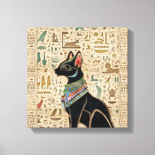 Ägyptische Katze - Bastet auf Papyrus Leinwanddruck (Vorderseite)