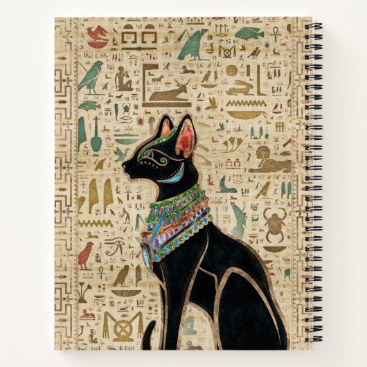 Ägyptische Katze - Bastet auf Papyrus Notizblock (Rückseite)