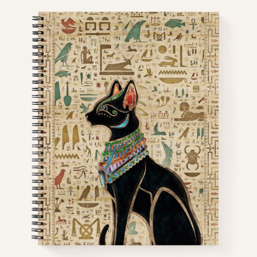 Ägyptische Katze - Bastet auf Papyrus Notizblock (Vorderseite)