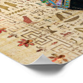 Ägyptische Katze - Bastet auf Papyrus Poster (Ecke)