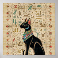 Ägyptische Katze - Bastet auf Papyrus