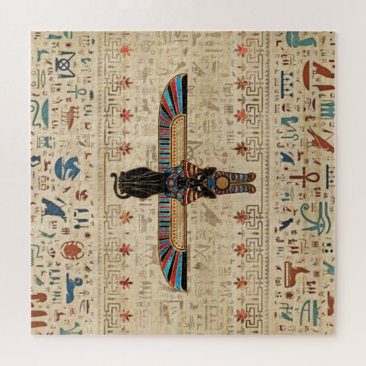 Ägyptische Katze - Bastet auf Papyrus Puzzle (Horizontal)