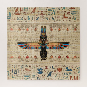 Ägyptische Katze - Bastet auf Papyrus Puzzle