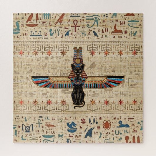 Ägyptische Katze - Bastet auf Papyrus Puzzle (Vertikal)