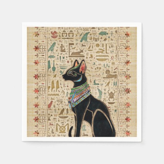 Ägyptische Katze - Bastet auf Papyrus Serviette (Vorderseite)