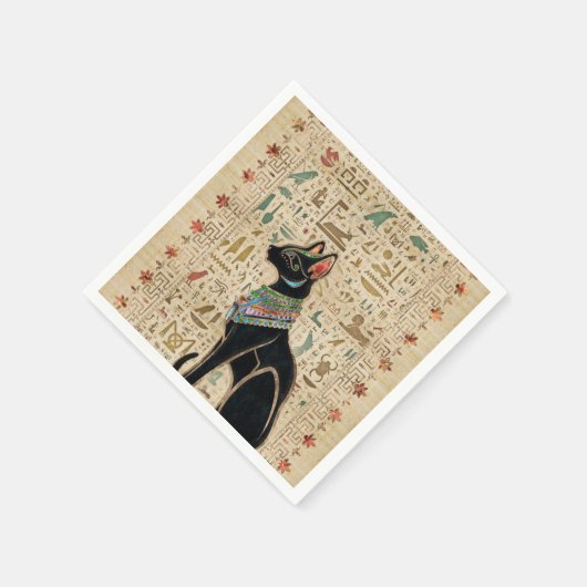 Ägyptische Katze - Bastet auf Papyrus Serviette (Ecke)