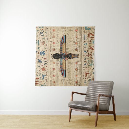 Ägyptische Katze - Bastet auf Papyrus Wandteppich (Beispiel (Horizontal))