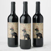 Ägyptische Katze - Bastet auf Papyrus Weinetikett (Flaschen)