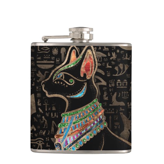 Ägyptische Katze - Bastet Flachmann (Vorderseite)