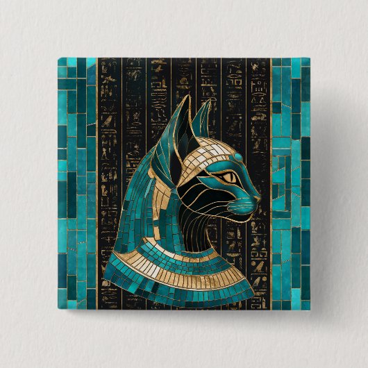 Ägyptische Katze Goddess Bastet - Mosaikkunst Button (Vorderseite)