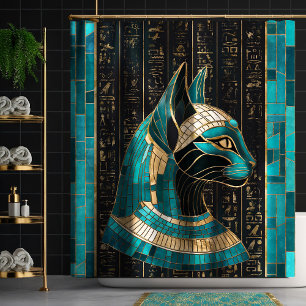 Ägyptische Katze Goddess Bastet - Mosaikkunst Duschvorhang