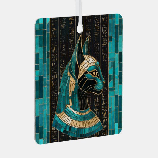 Ägyptische Katze Goddess Bastet - Mosaikkunst Ornament Aus Metall (Vorderseite Rechts)