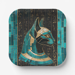 Ägyptische Katze Goddess Bastet - Mosaikkunst Pappteller
