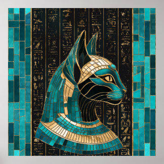 Ägyptische Katze Goddess Bastet - Mosaikkunst Poster