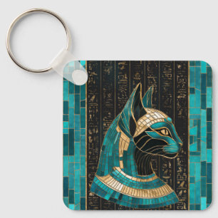 Ägyptische Katze Goddess Bastet - Mosaikkunst Schlüsselanhänger
