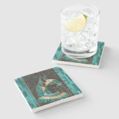 Ägyptische Katze Goddess Bastet - Mosaikkunst Steinuntersetzer (Seitenansicht)