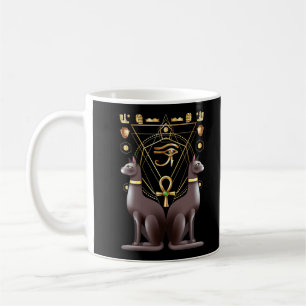 Ägyptische Katze Horus Eye Ankh Heilige Geometrie Kaffeetasse