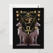 Ägyptische Katze Horus Eye Ankh Heilige Geometrie Postkarte (Vorne/Hinten)