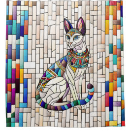 Ägyptische Katze - Mosaikkunst Duschvorhang